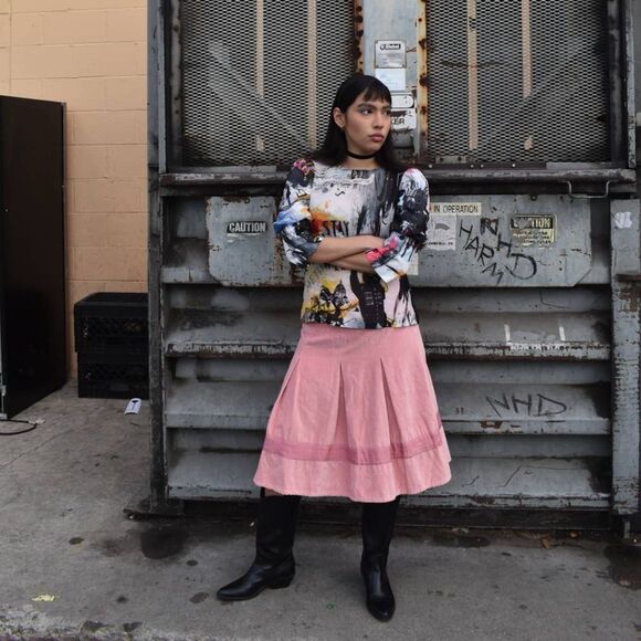 Ella Moss Dresses & Skirts - Ella Moss Pink Velvet Pleated Midi Skirt- 4